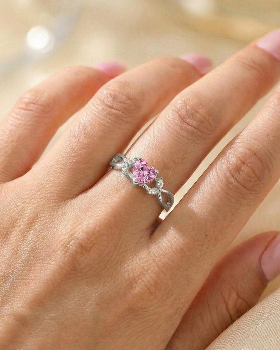 Radiant Heart Bloom Solitaire Ring – 925 Sterling Silver