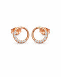 Ethereal Crescent Halo Stud Earrings – 925 Sterling Silver