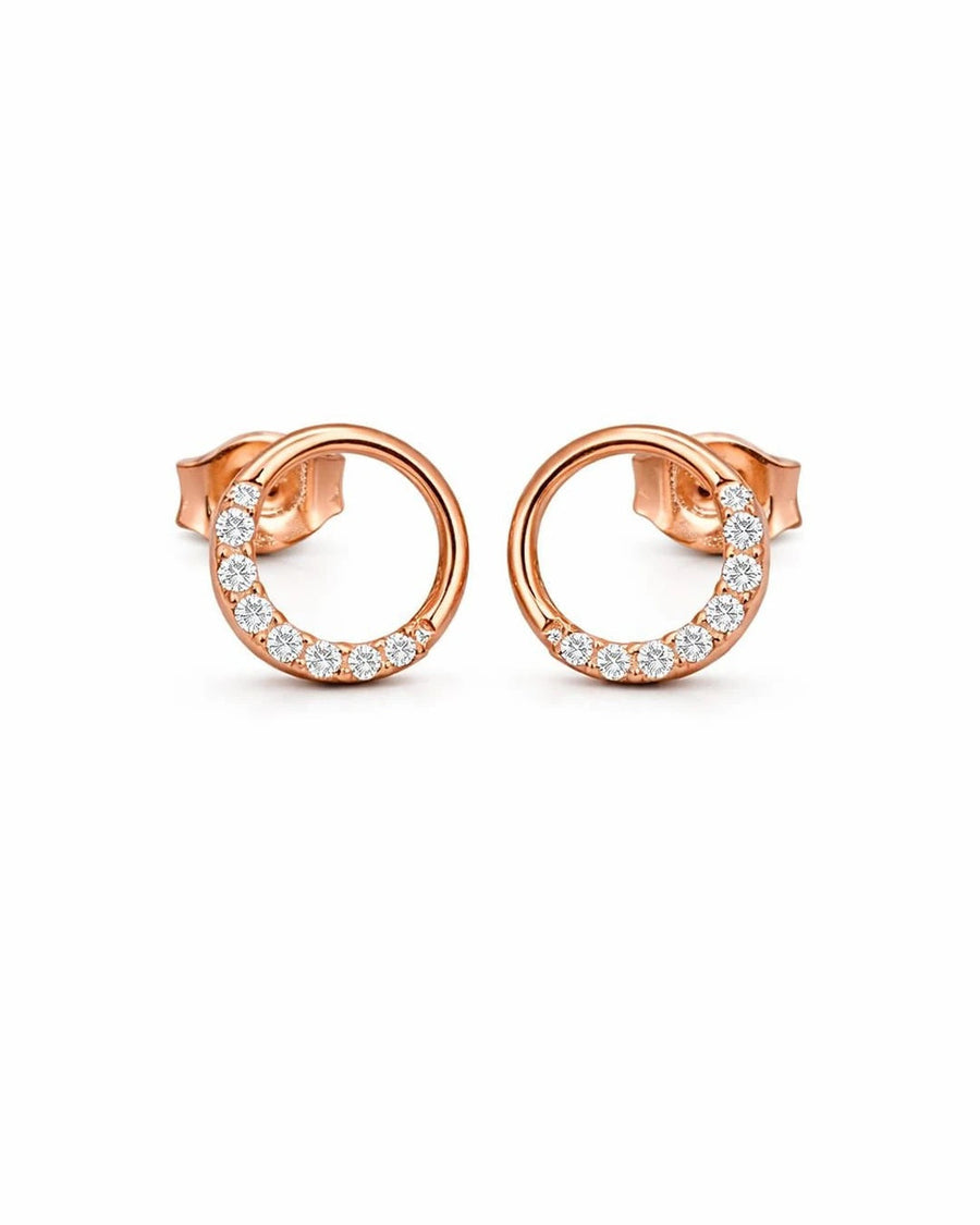Ethereal Crescent Halo Stud Earrings – 925 Sterling Silver