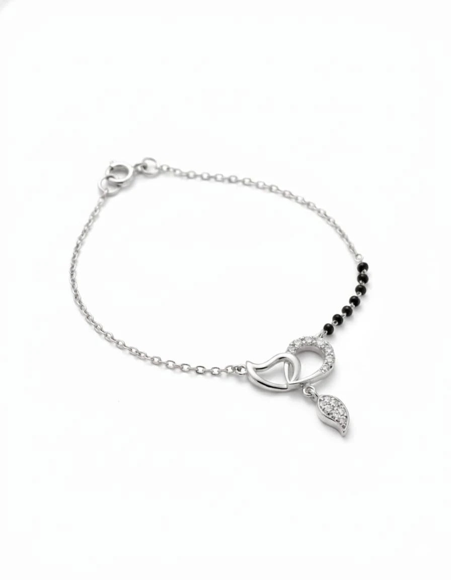 Amour Interlocking Heart Mangalsutra Bracelet – 925 Sterling Silver
