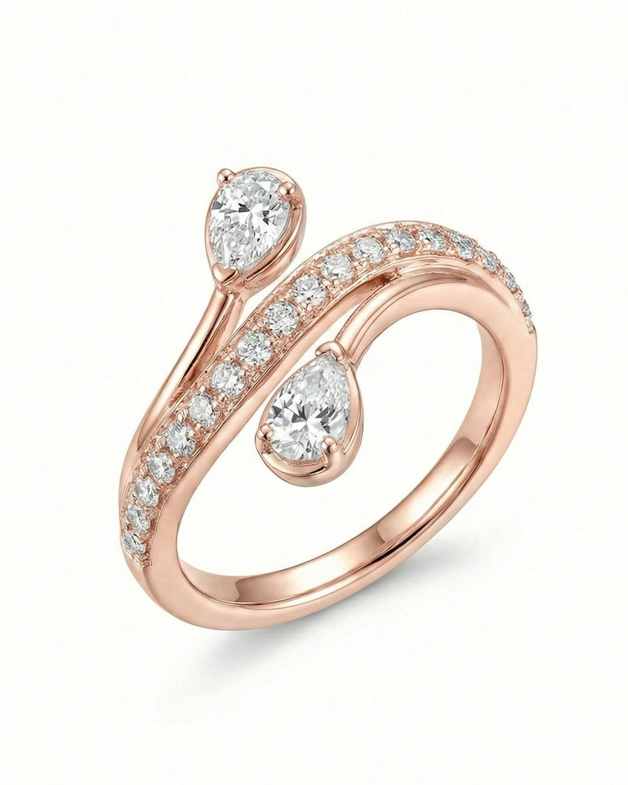 Duo Pear Serenity Wrap Ring – 925 Sterling Silver