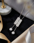 Art Deco Dual-Bar Lariat Necklace – 925 Sterling Silver