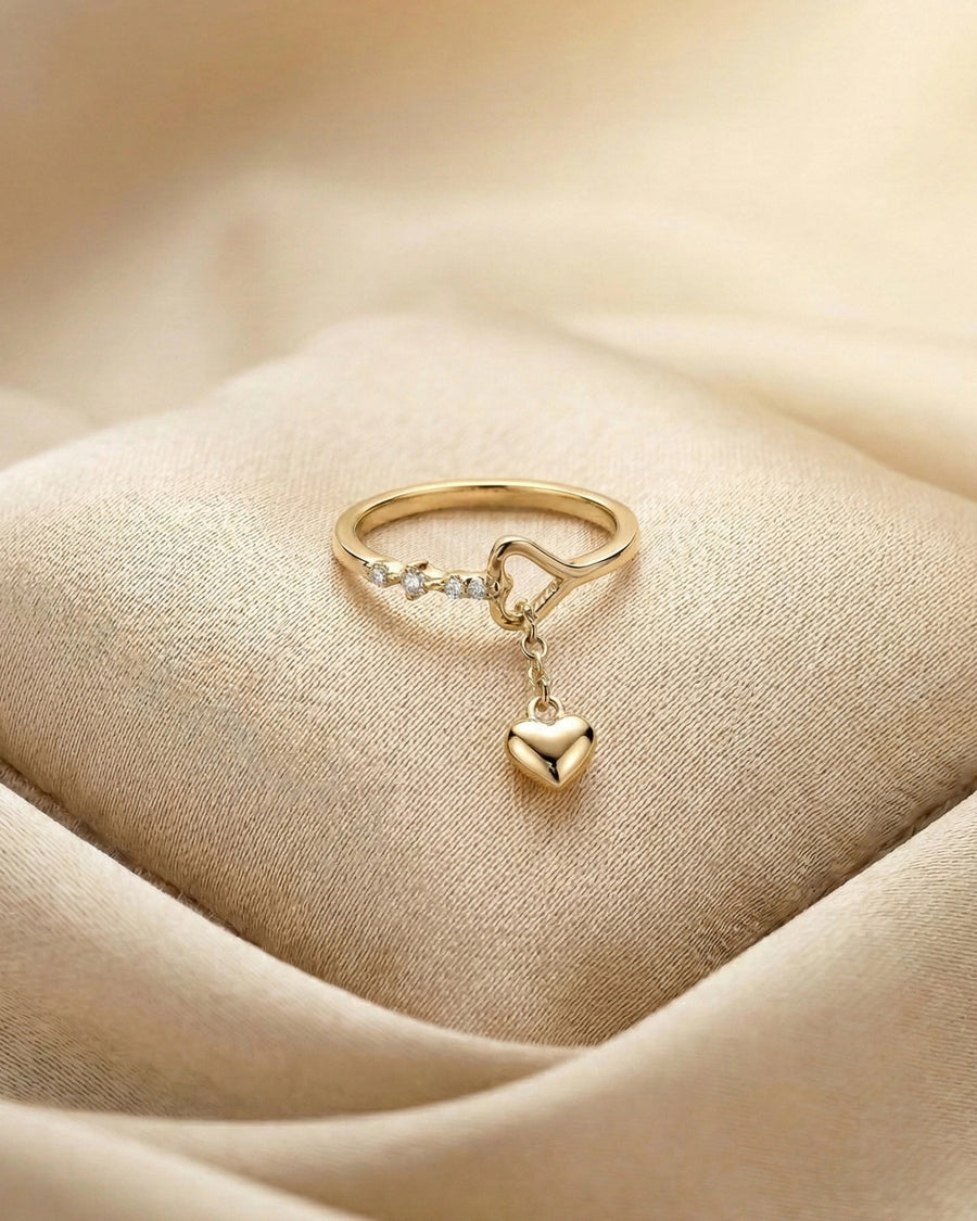 Eternal Love Dangle Heart Ring – 925 Sterling Silver