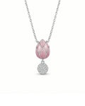 Graceful Tulip Bloom Enamel Necklace – 925 Sterling Silver