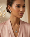 Silvonar 925 Sterling Silver Graceful Teardrop & Marquise Crystal Jewelry Set – Pendant Necklace and Earrings