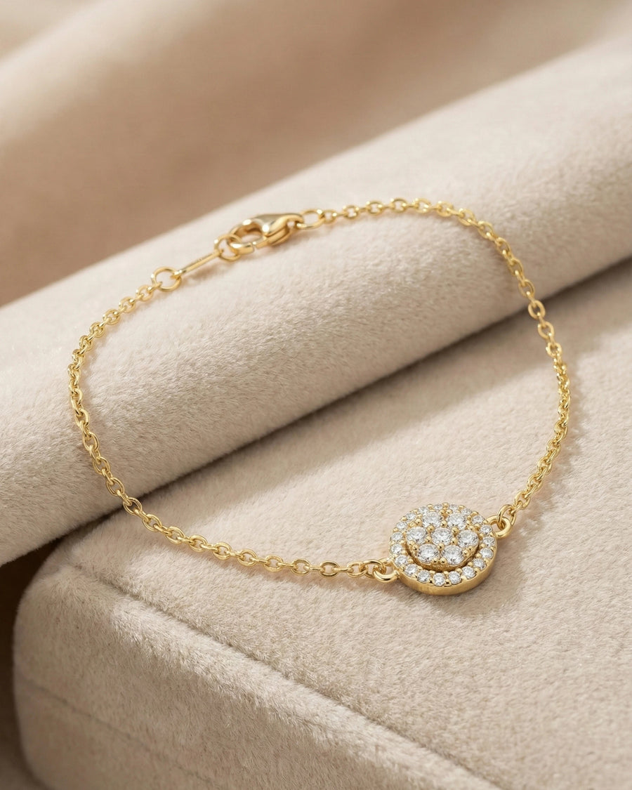 Celestial Halo Solitaire Bracelet – 925 Sterling Silver
