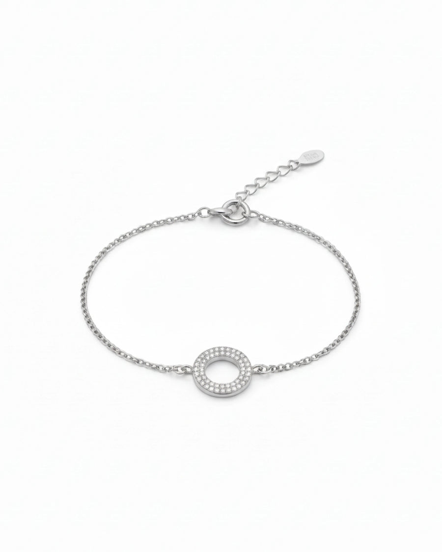 Ethereal Halo Curb Chain Bracelet – 925 Sterling Silver