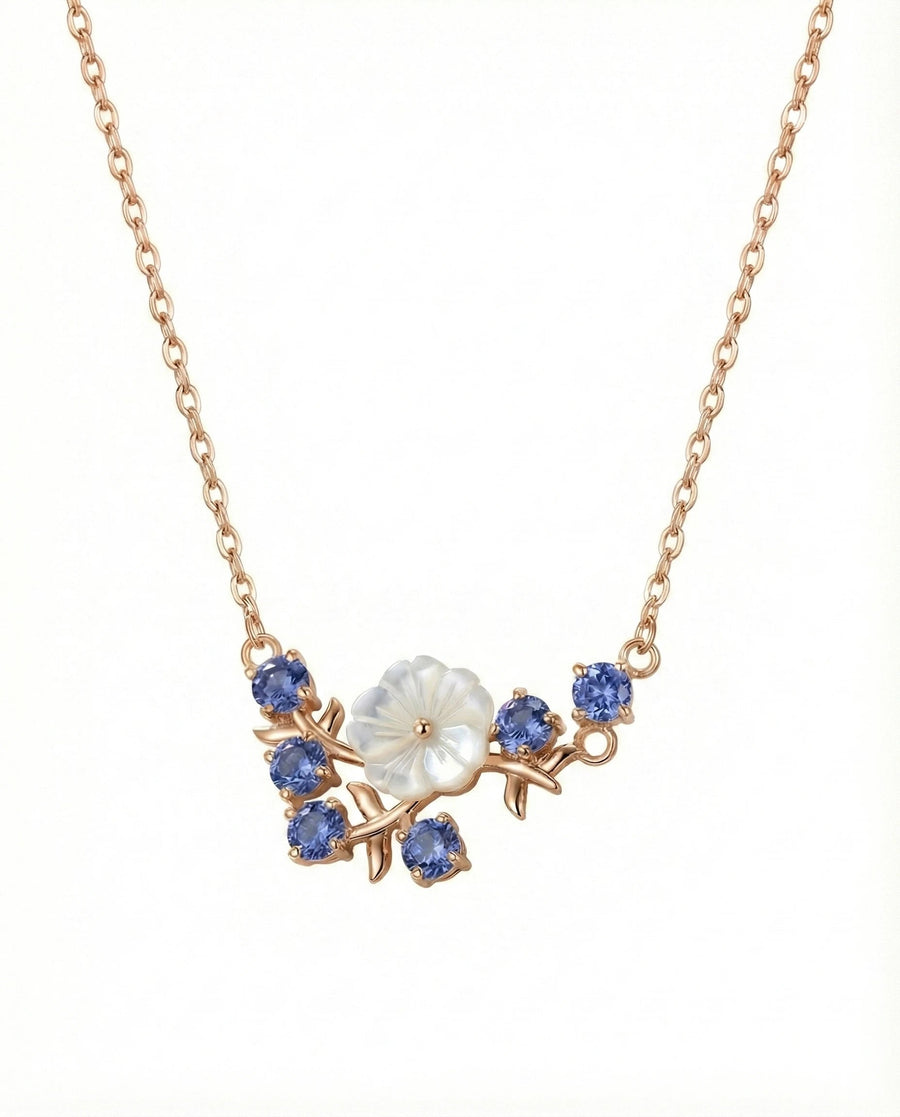 Blooming Pearl & Tanzanite Azure Necklace – 925 Sterling Silver