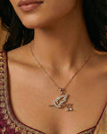 Divine Krishna Flute & Peacock Feather Necklace – 925 Sterling Silver Zircon Pendant