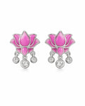 Graceful Lotus Blossom Enamel Studs – 925 Sterling Silver
