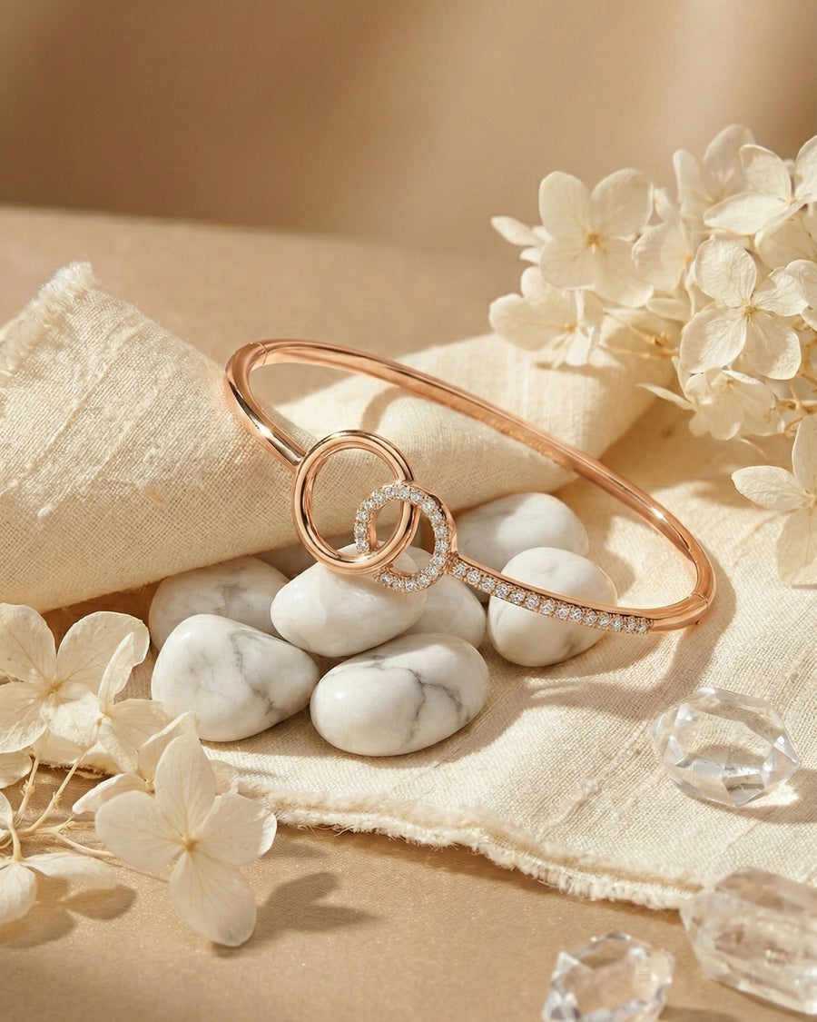 Entwined Unity Halo Bangle – 925 Sterling Silver