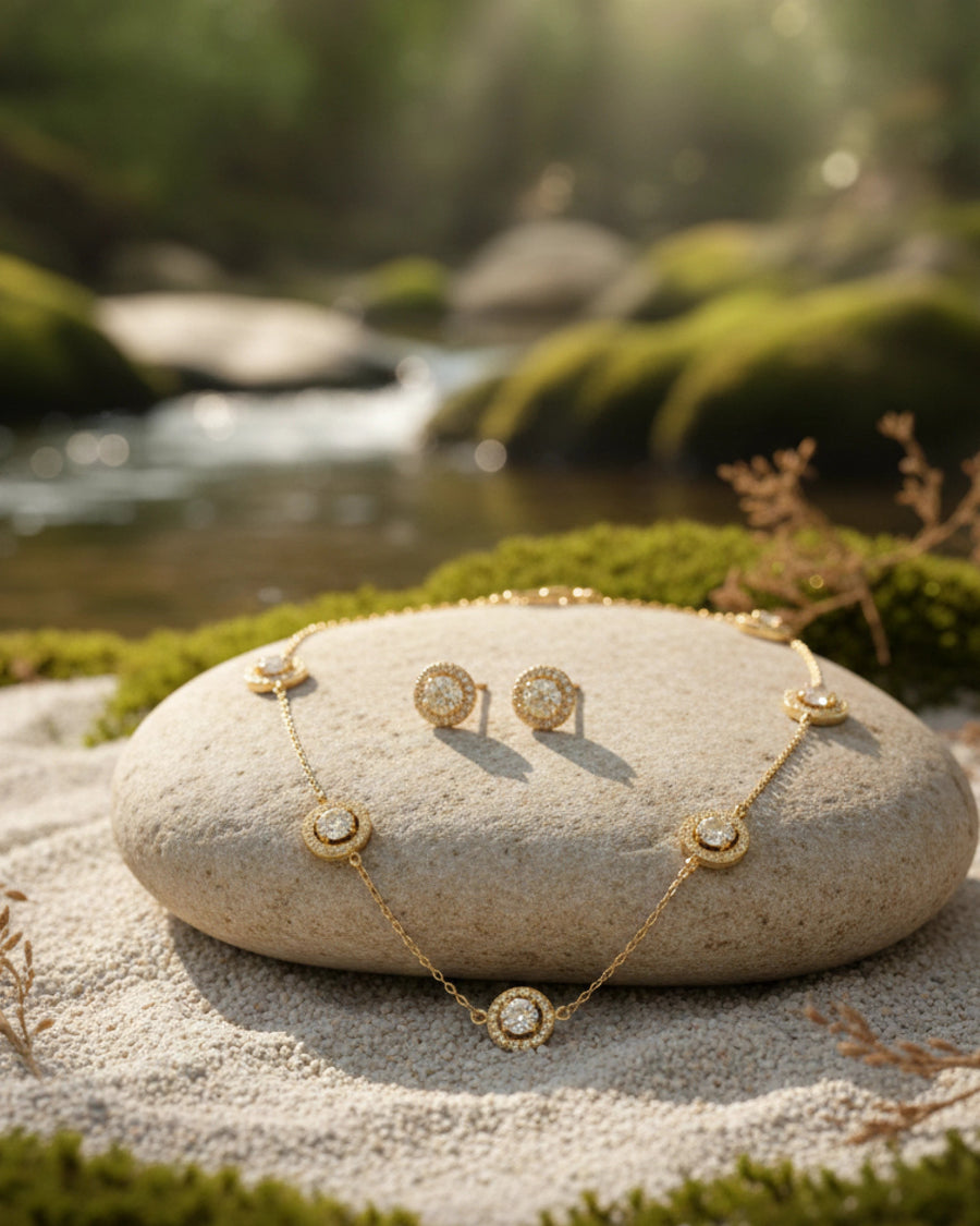 Silvonar 925 Sterling Silver Jewelry Set – [Celestial Halo Multi-Station Design]