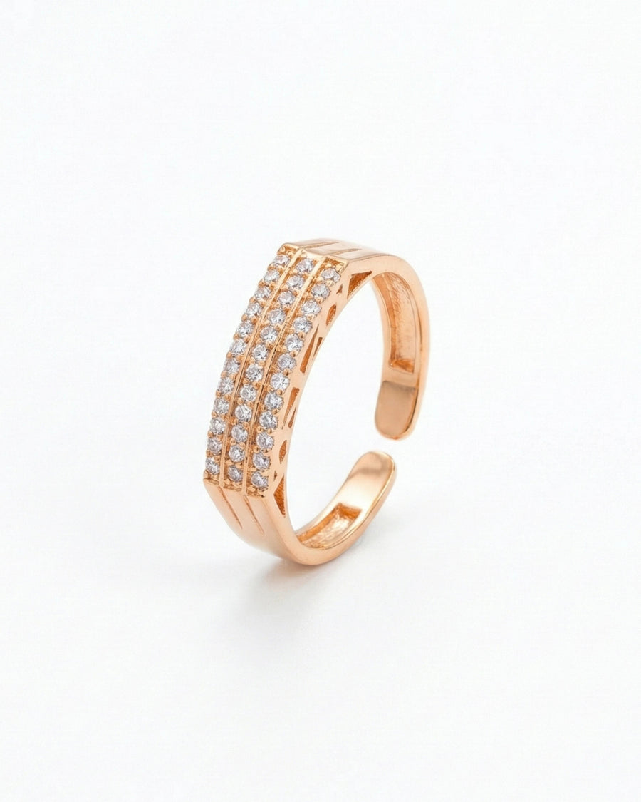 Triple-Row Pavé Grand Statement Band – 925 Sterling Silver