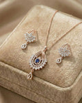 Silvonar 925 Sterling Silver Jewelry Set – [Royal Sapphire & Chandelier Halo Design]
