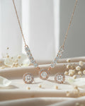 Silvonar 925 Sterling Silver Jewelry Set – [Dazzling Halo & Curved Crystal Bar Design]