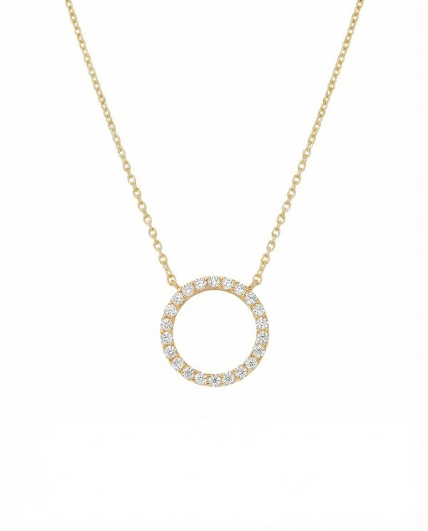 Ethereal Halo Circle Necklace – 925 Sterling Silver
