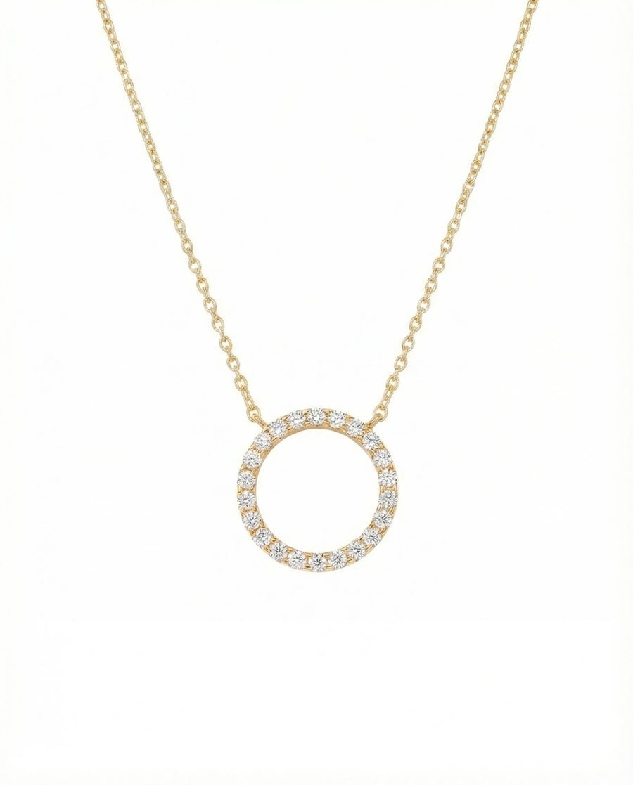 Ethereal Halo Circle Necklace – 925 Sterling Silver