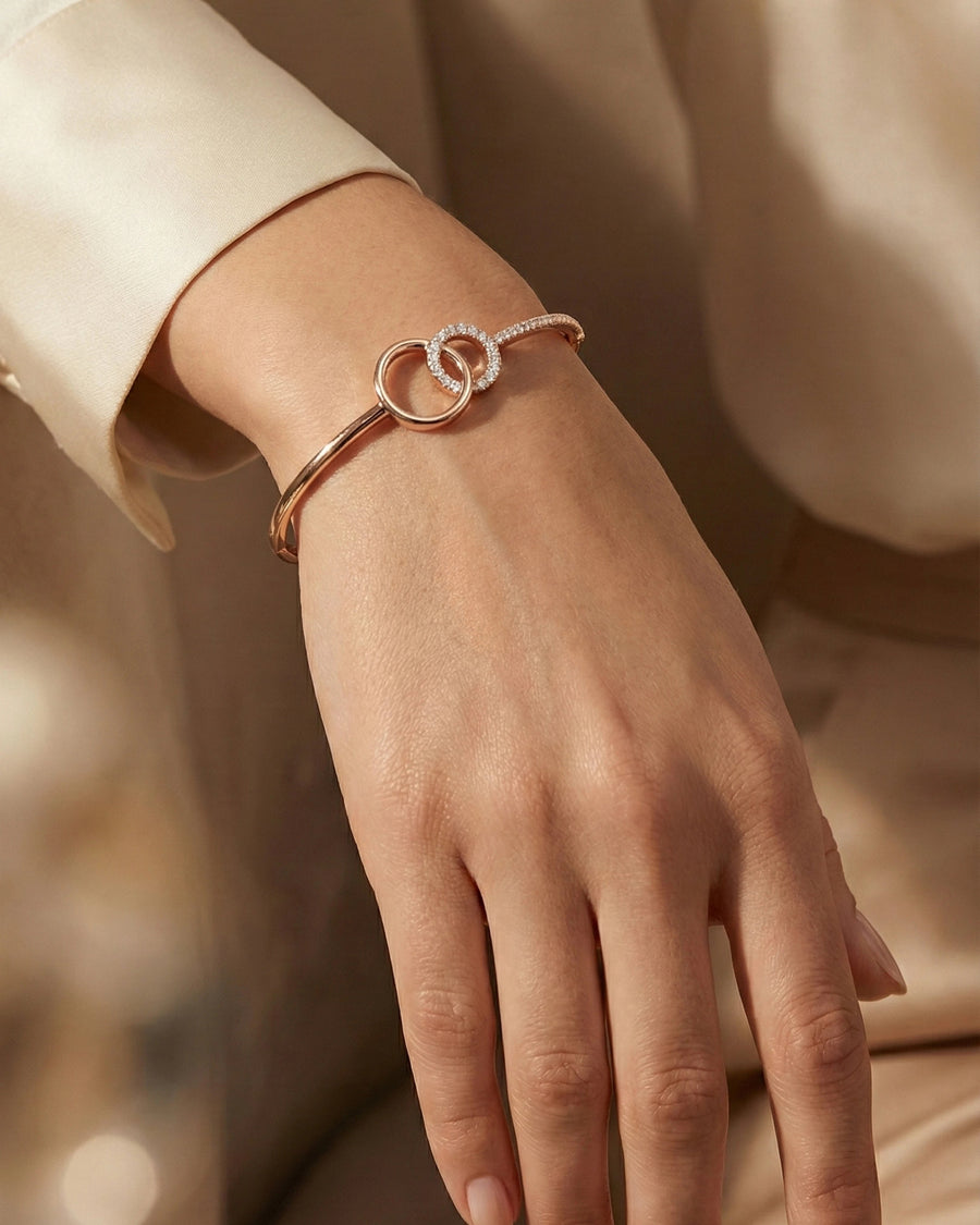 Entwined Unity Halo Bangle – 925 Sterling Silver