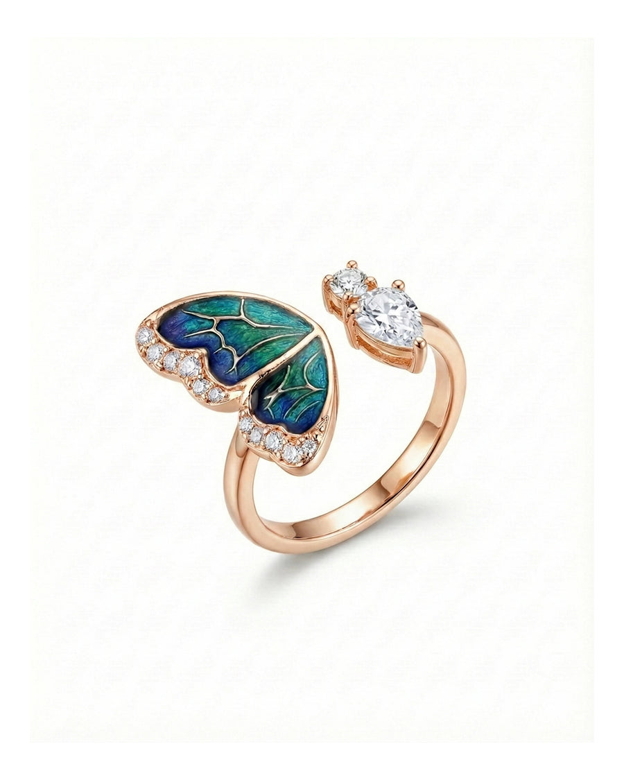Iridescent Butterfly Dream Wrap Ring – 925 Sterling Silver