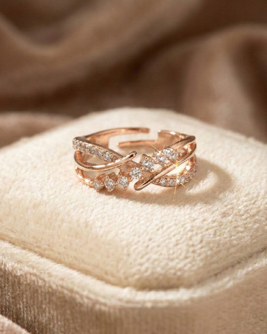 Starlight Interlace Pavé Adjustable Band – 925 Sterling Silver