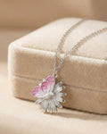 Pink Meadow Butterfly & Daisy Pendant – 925 Sterling Silver