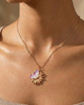 Pink Meadow Butterfly & Daisy Pendant – 925 Sterling Silver