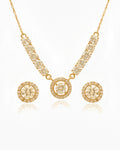 Silvonar 925 Sterling Silver Jewelry Set – [Dazzling Halo & Curved Crystal Bar Design]
