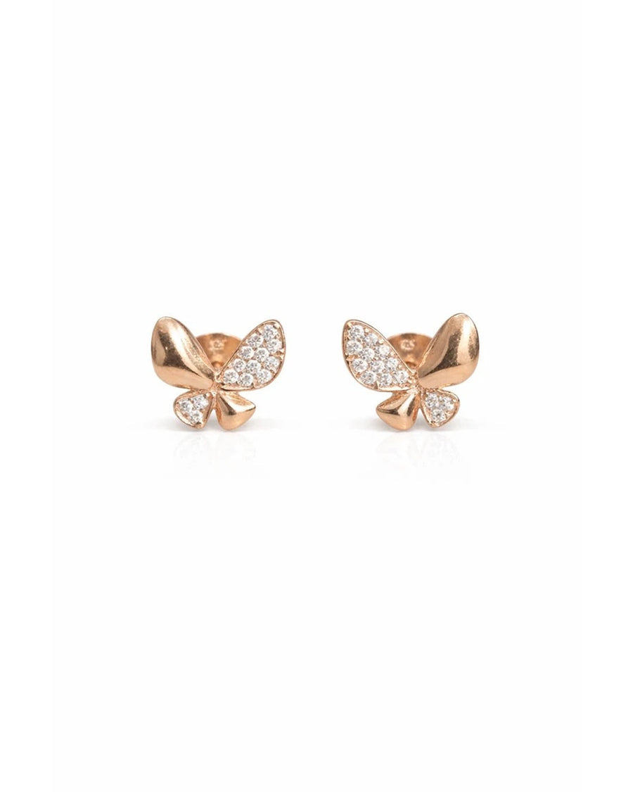 Whimsical Butterfly Pavé Stud Earrings – 925 Sterling Silver