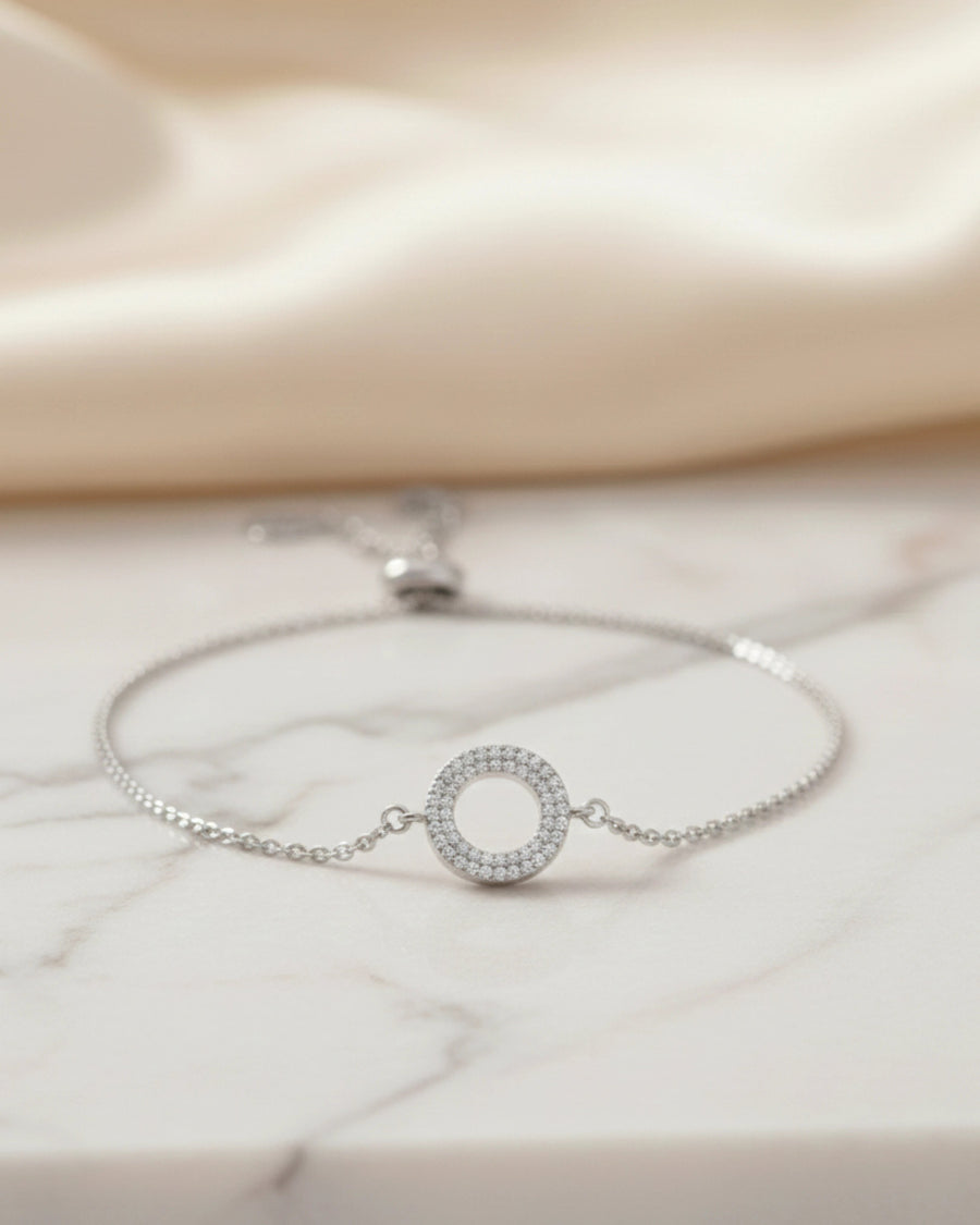 Ethereal Halo Curb Chain Bracelet – 925 Sterling Silver
