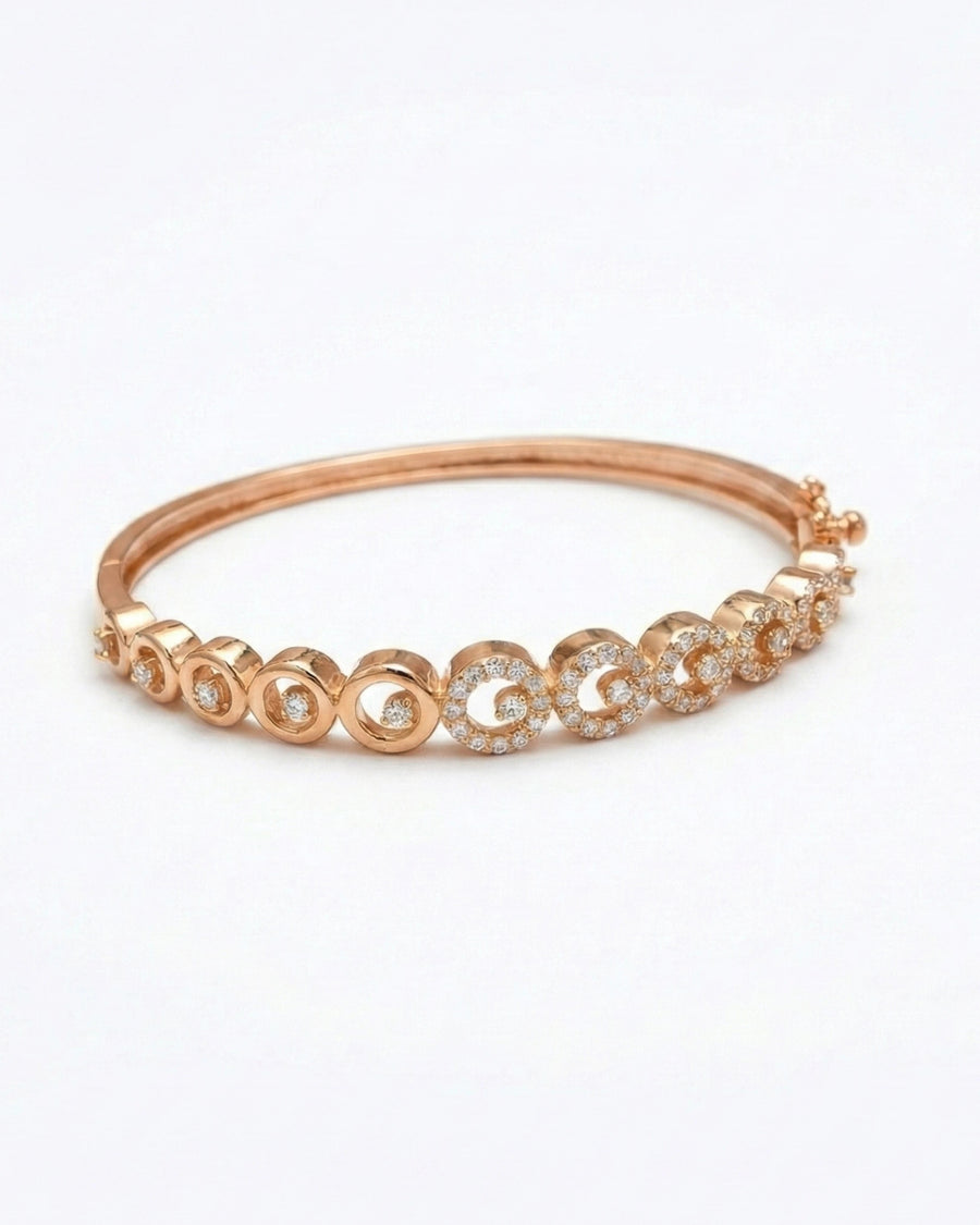 Imperial Crescent Halo Bangle – 925 Sterling Silver