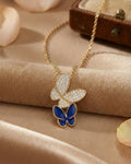 Midnight Butterfly Pavé Drop Necklace – 925 Sterling Silver