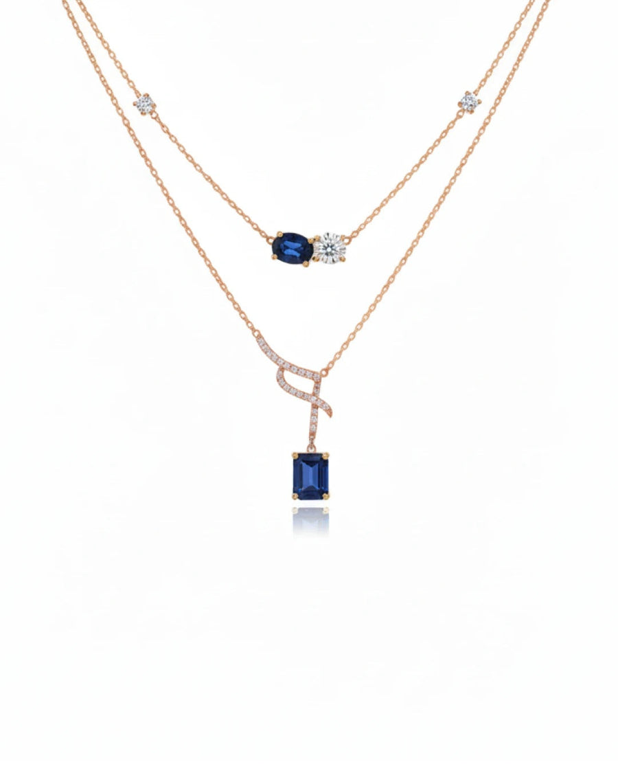 Azure Serenity Double-Layer Necklace – 925 Sterling Silver