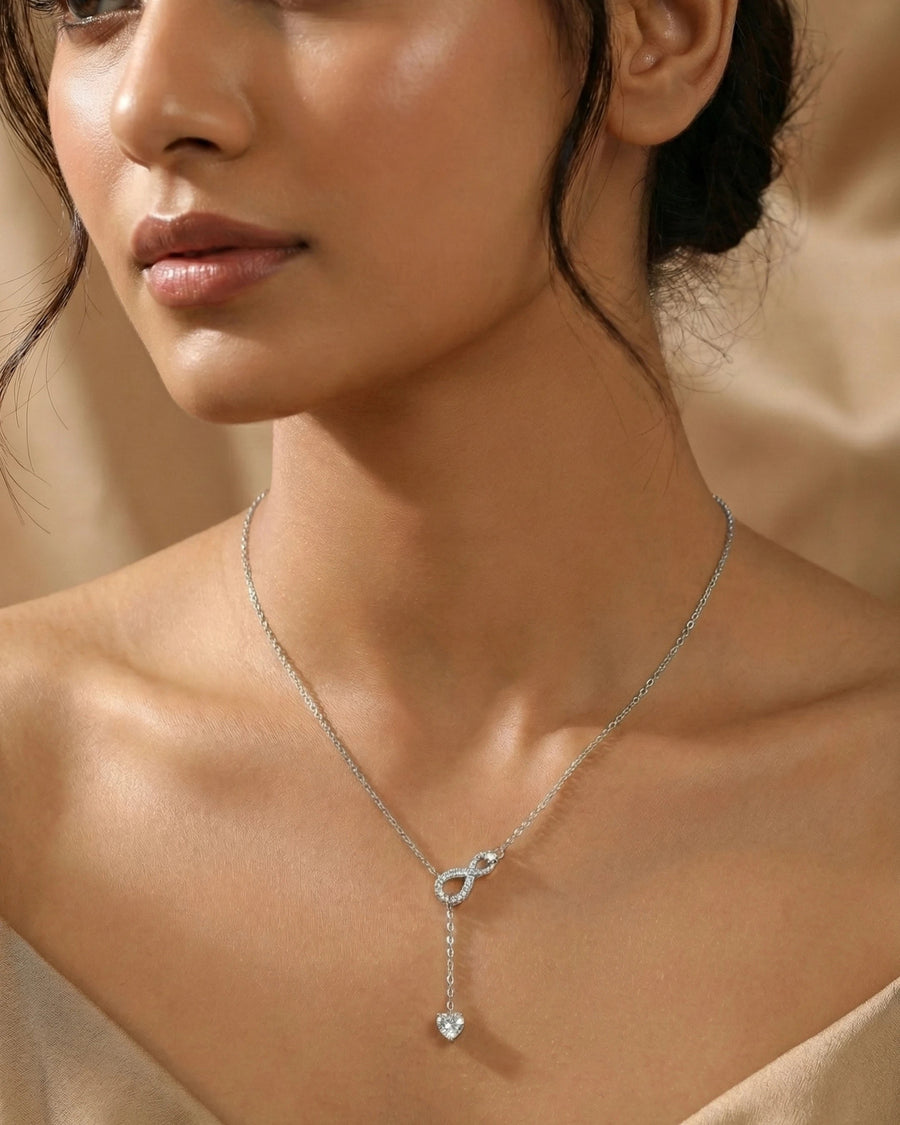 Eternal Infinity Heart Drop Necklace – 925 Sterling Silver