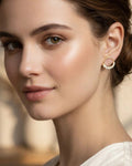 Ethereal Crescent Halo Stud Earrings – 925 Sterling Silver