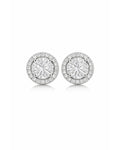Brilliant Halo Solitaire Stud Earrings – 925 Sterling Silver