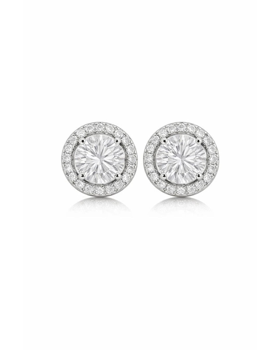 Brilliant Halo Solitaire Stud Earrings – 925 Sterling Silver