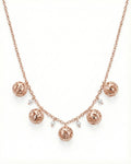 Golden Filigree Globe & Pearl Station Necklace – 925 Sterling Silver