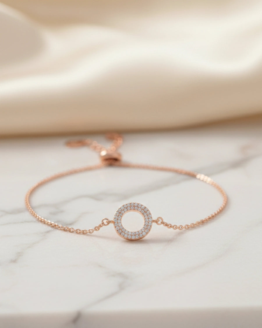 Ethereal Halo Curb Chain Bracelet – 925 Sterling Silver