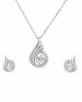 Silvonar 925 Sterling Silver Graceful Teardrop & Marquise Crystal Jewelry Set – Pendant Necklace and Earrings
