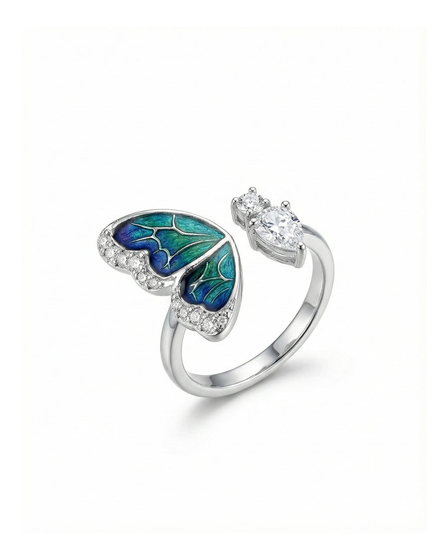 Iridescent Butterfly Dream Wrap Ring – 925 Sterling Silver