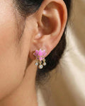 Graceful Lotus Blossom Enamel Studs – 925 Sterling Silver