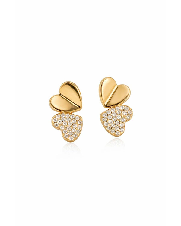Sweetheart Duo Pave Stud Earrings – 925 Sterling Silver
