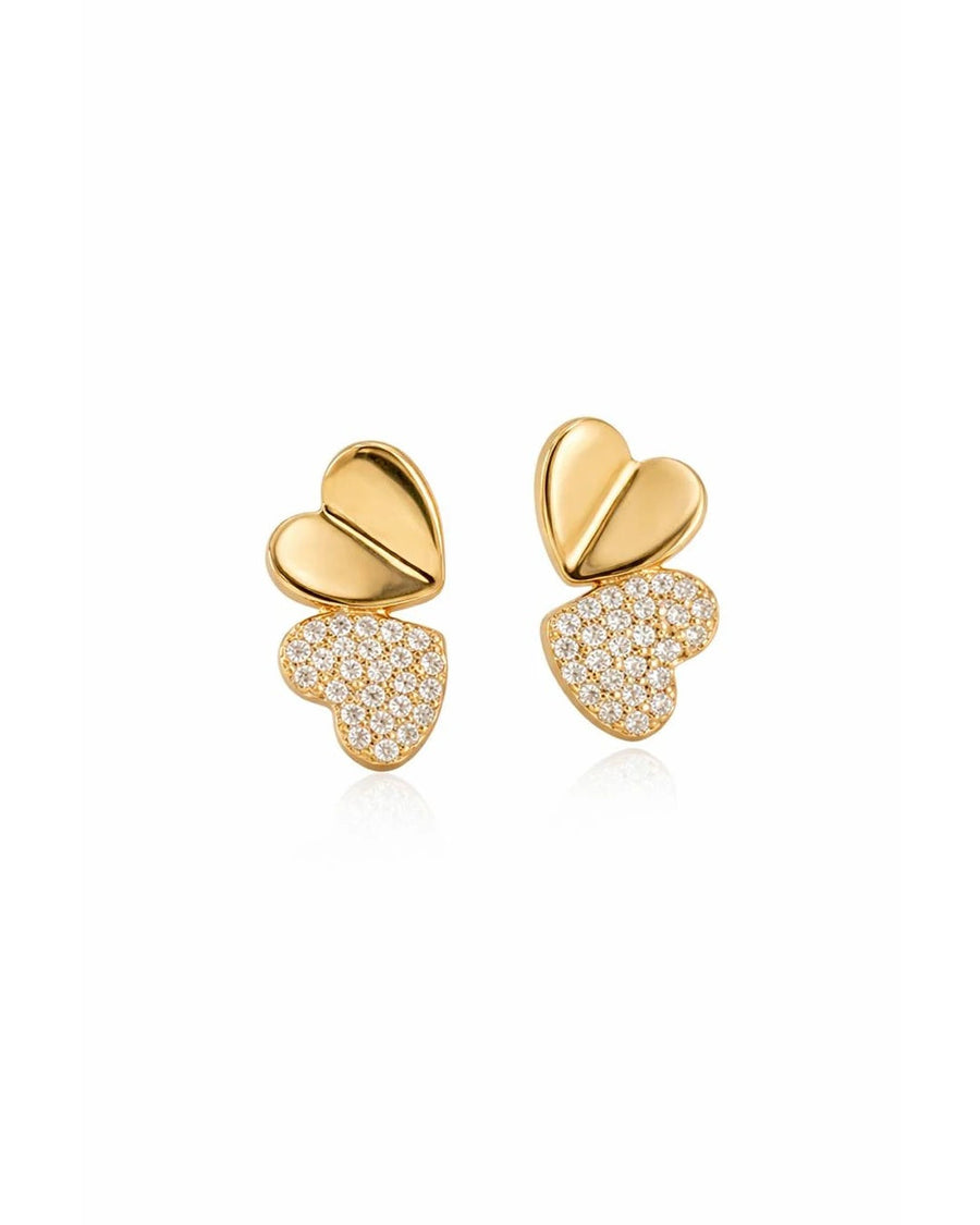 Sweetheart Duo Pave Stud Earrings – 925 Sterling Silver