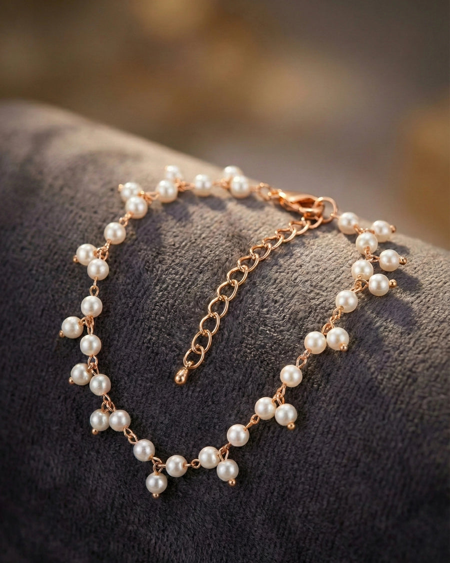 Luminous Pearl Cascade Bracelet – 925 Sterling Silver