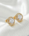 Brilliant Halo Solitaire Stud Earrings – 925 Sterling Silver