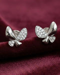Whimsical Butterfly Pavé Stud Earrings – 925 Sterling Silver