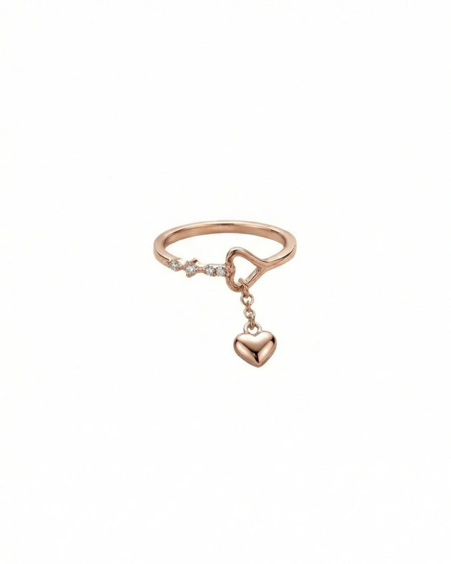 Eternal Love Dangle Heart Ring – 925 Sterling Silver