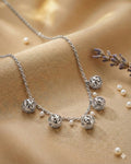 Golden Filigree Globe & Pearl Station Necklace – 925 Sterling Silver