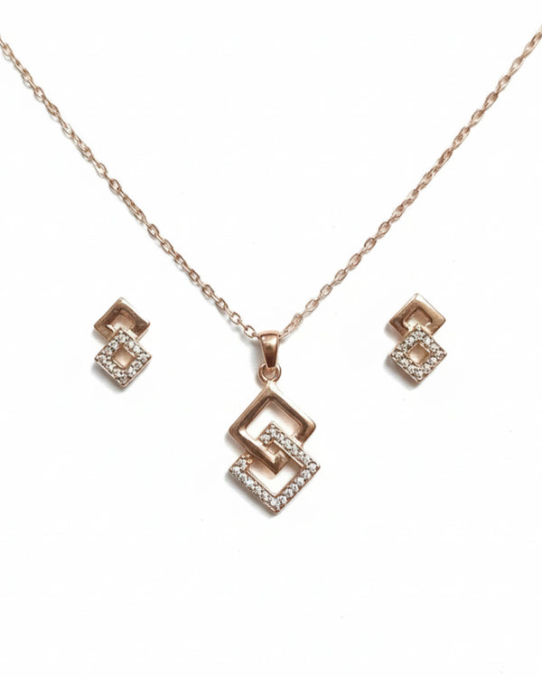 Silvonar 925 Sterling Silver Jewelry Set – [Interlocking Geometric Diamond Design]