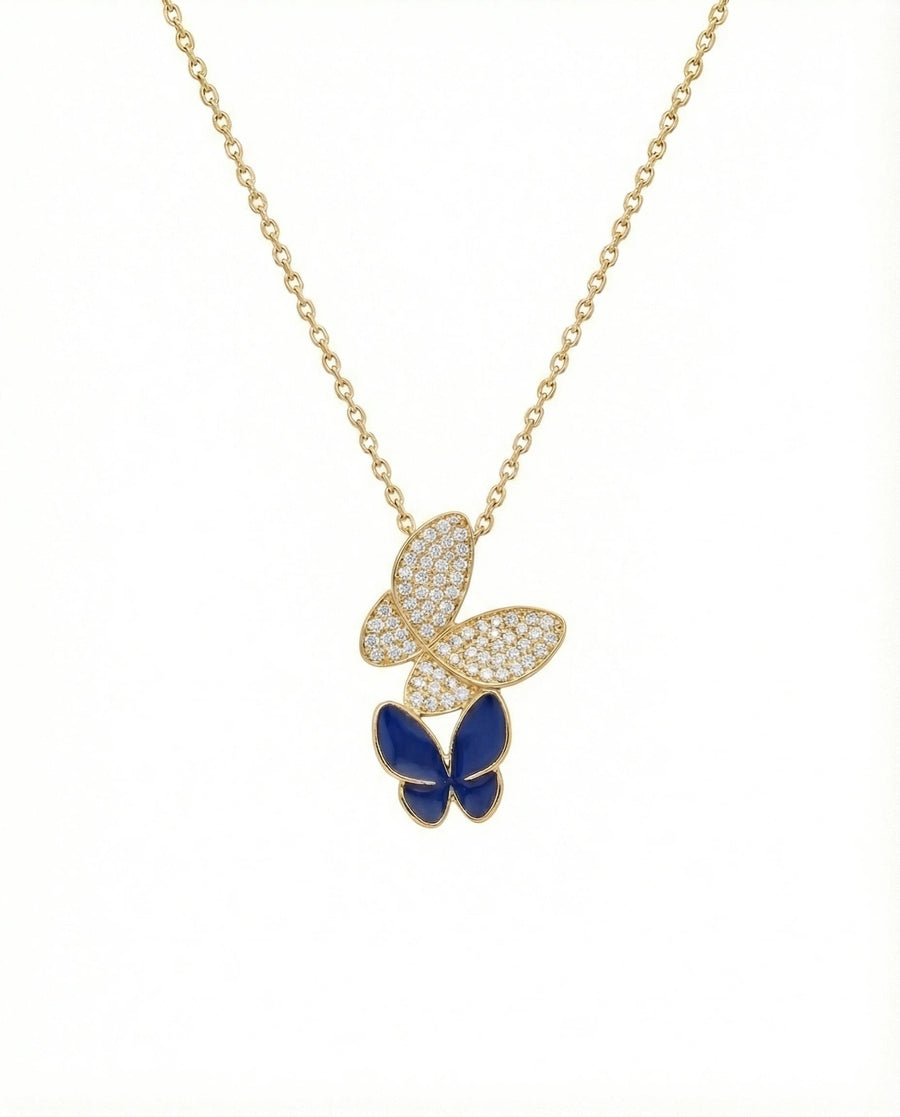 Midnight Butterfly Pavé Drop Necklace – 925 Sterling Silver